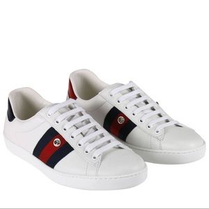 Gucci Ace White Leather Low Top Sneakers - No Patches Included